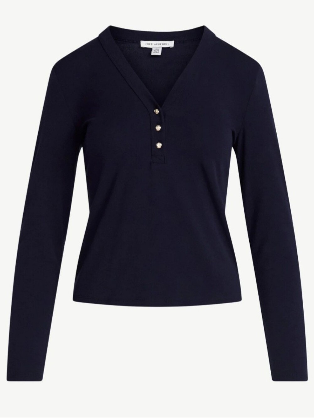 Free Assembly Women's M V-Neck Henley with Long Sleeves